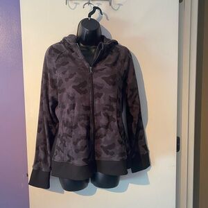 ZYIA Active Black and Gray Cammo Zip Hooded Jacket. Size Medium